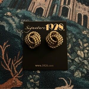 Signature 1928 • “Cleopatra” Gold Tone Knot Earrings